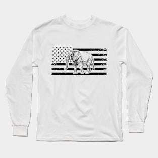 Elephant American Flag Stars And Stripes Long Sleeve T-Shirt